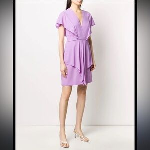 Stella McCartney V Neck Tie Waist Dress Lavender 40 Medium
